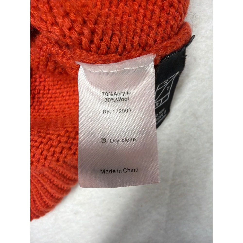 Derek Lam Collective Red Orange Puff Sleeve Wool Blend Knit Sweater XS Snagged - Picture 7 of 7